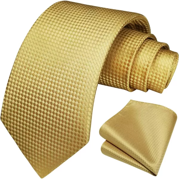 HISDERN Ties for Men Solid Houndstooth Neckties Handkerchief Formal Business Tie &amp; Pocket Square Set Wedding Party