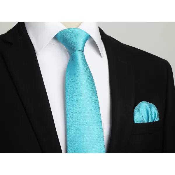 HISDERN Ties for Men Solid Houndstooth Neckties Handkerchief Formal Business Tie &amp; Pocket Square Set Wedding Party