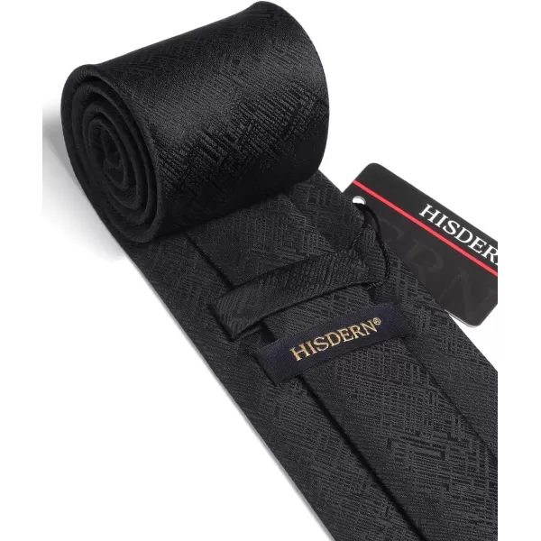 HISDERN Ties for Men Solid Houndstooth Neckties Handkerchief Formal Business Tie &amp; Pocket Square Set Wedding Party