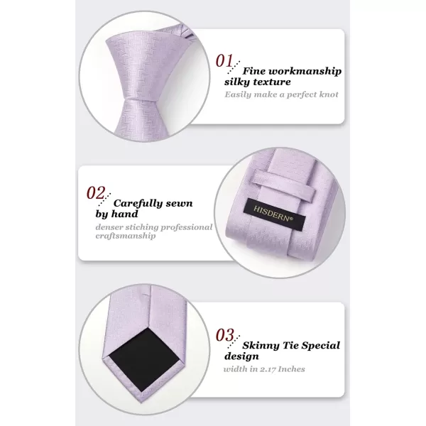 HISDERN Ties for Men Solid Houndstooth Neckties Handkerchief Formal Business Tie &amp; Pocket Square Set Wedding Party