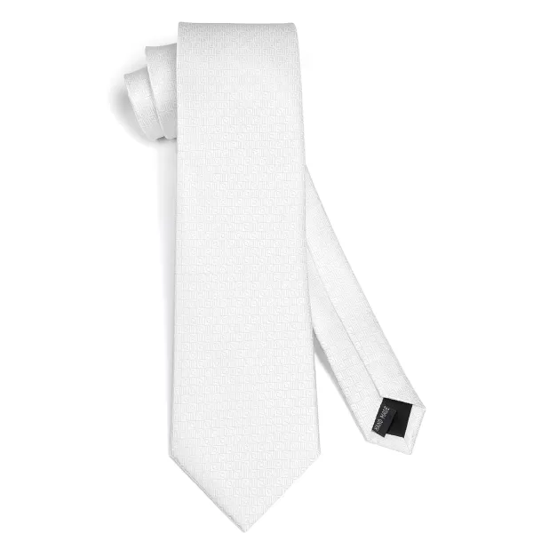 HISDERN Ties for Men Solid Houndstooth Neckties Handkerchief Formal Business Tie &amp; Pocket Square Set Wedding Party