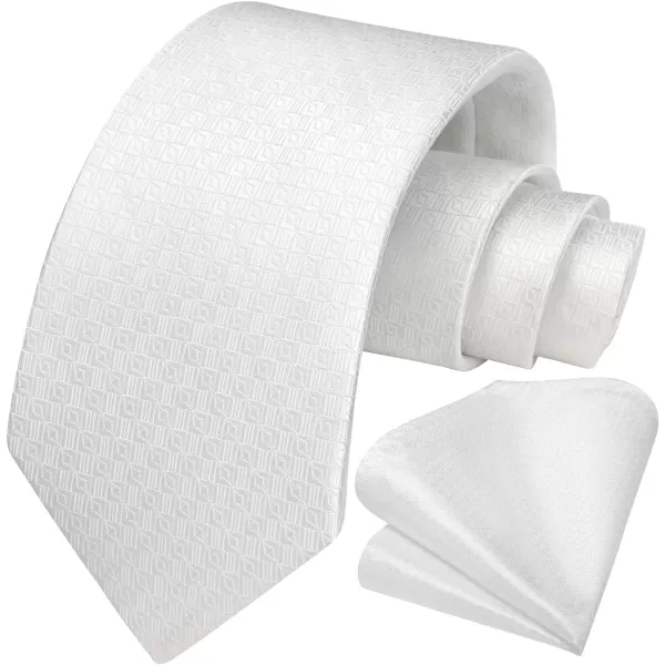 HISDERN Ties for Men Solid Houndstooth Neckties Handkerchief Formal Business Tie &amp; Pocket Square Set Wedding Party