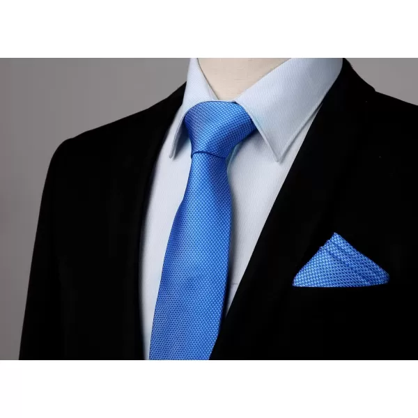 HISDERN Ties for Men Solid Houndstooth Neckties Handkerchief Formal Business Tie &amp; Pocket Square Set Wedding Party