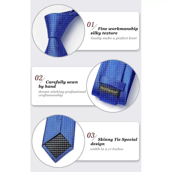 HISDERN Ties for Men Solid Houndstooth Neckties Handkerchief Formal Business Tie &amp; Pocket Square Set Wedding Party