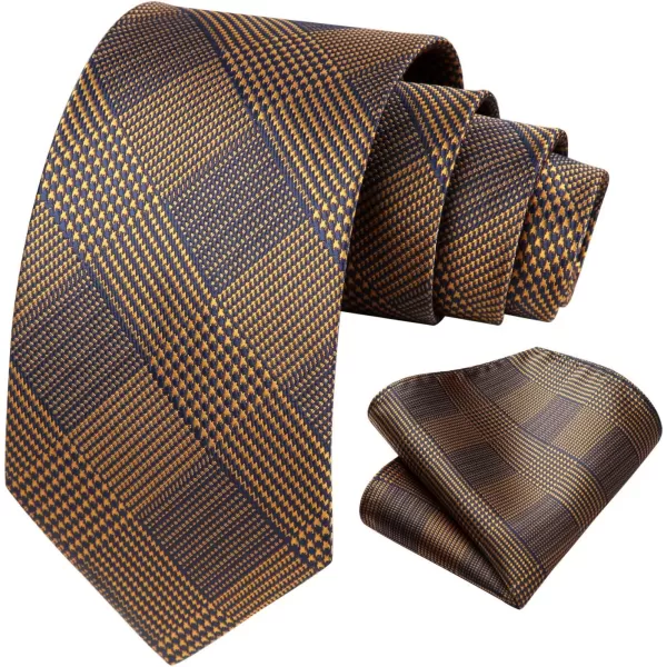 HISDERN Ties for Men Solid Houndstooth Neckties Handkerchief Formal Business Tie &amp; Pocket Square Set Wedding Party