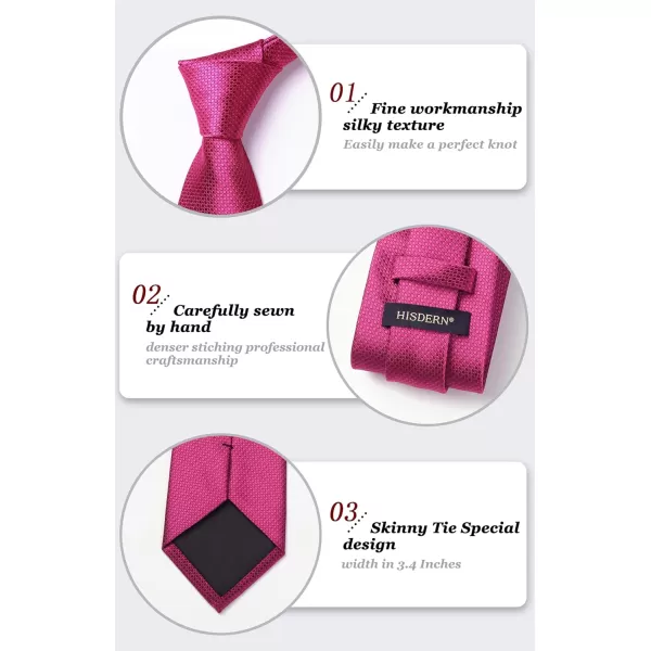 HISDERN Ties for Men Solid Houndstooth Neckties Handkerchief Formal Business Tie &amp; Pocket Square Set Wedding Party