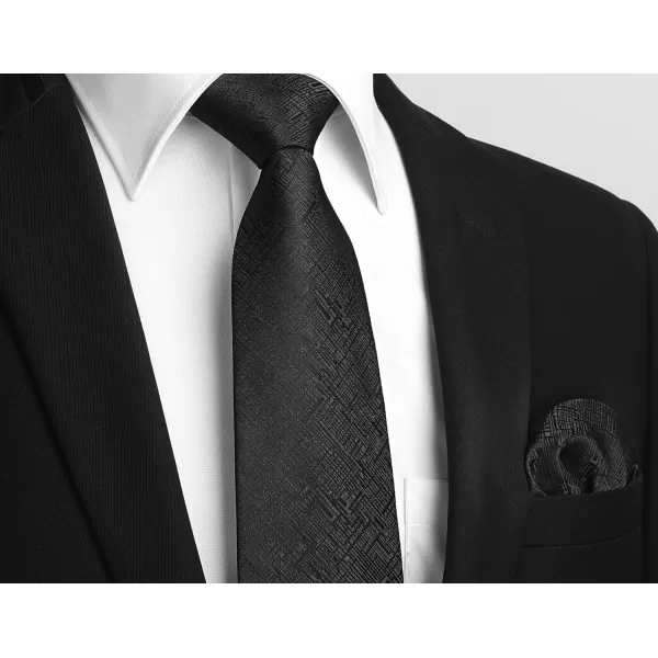 HISDERN Ties for Men Solid Houndstooth Neckties Handkerchief Formal Business Tie &amp; Pocket Square Set Wedding Party
