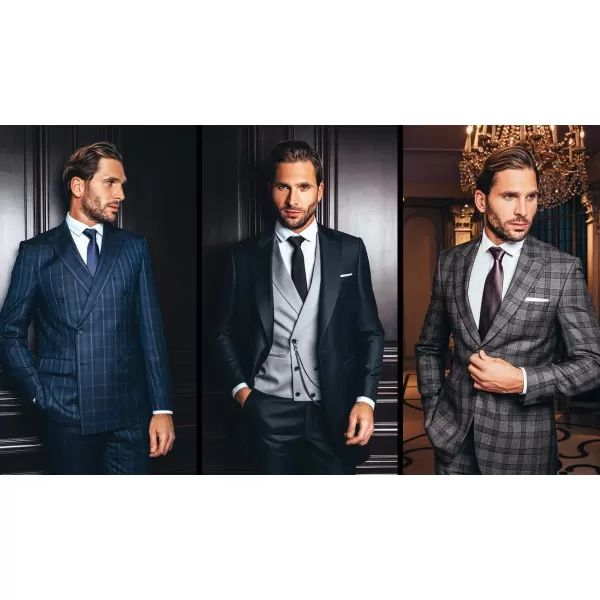 HISDERN Ties for Men Solid Houndstooth Neckties Handkerchief Formal Business Tie &amp; Pocket Square Set Wedding Party