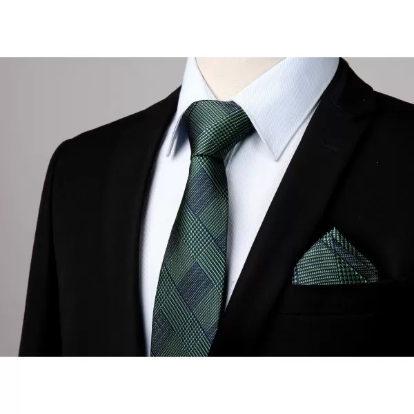 HISDERN Ties for Men Solid Houndstooth Neckties Handkerchief Formal Business Tie &amp; Pocket Square Set Wedding Party