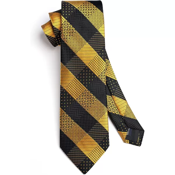 HISDERN Ties for Men Solid Houndstooth Neckties Handkerchief Formal Business Tie &amp; Pocket Square Set Wedding Party