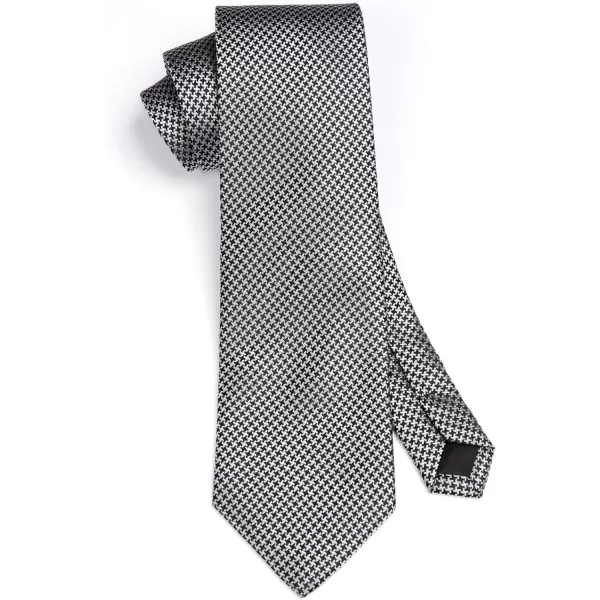HISDERN Ties for Men Solid Houndstooth Neckties Handkerchief Formal Business Tie &amp; Pocket Square Set Wedding Party