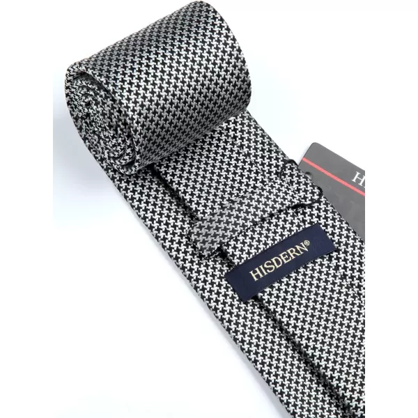 HISDERN Ties for Men Solid Houndstooth Neckties Handkerchief Formal Business Tie &amp; Pocket Square Set Wedding Party