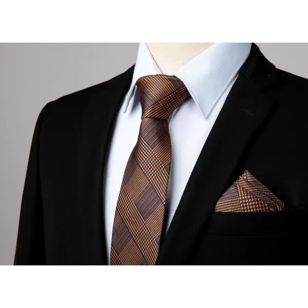 HISDERN Ties for Men Solid Houndstooth Neckties Handkerchief Formal Business Tie &amp; Pocket Square Set Wedding Party