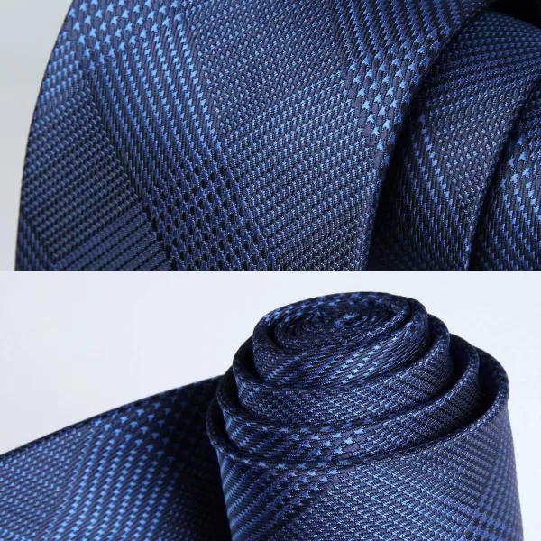 HISDERN Ties for Men Solid Houndstooth Neckties Handkerchief Formal Business Tie &amp; Pocket Square Set Wedding Party
