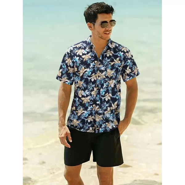 Hawaiian Shirt for Men Short Sleeve Button Down Shirt Men Casual Summer Tropical Beach Aloha Shirts for Men Hawaii Party)