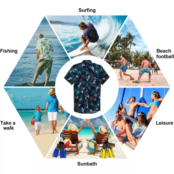 Hawaiian Shirt for Men Short Sleeve Button Down Shirt Men Casual Summer Tropical Beach Aloha Shirts for Men Hawaii Party