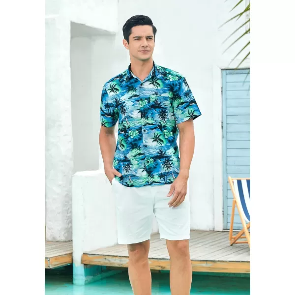 Hawaiian Shirt for Men Short Sleeve Button Down Shirt Men Casual Summer Tropical Beach Aloha Shirts for Men Hawaii Party)