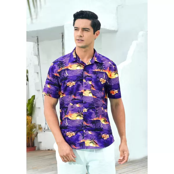 Hawaiian Shirt for Men Short Sleeve Button Down Shirt Men Casual Summer Tropical Beach Aloha Shirts for Men Hawaii Party)