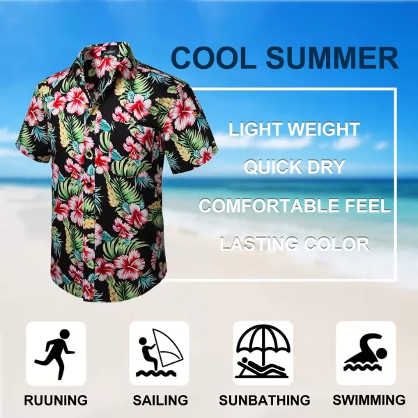 Hawaiian Shirt for Men Short Sleeve Button Down Shirt Men Casual Summer Tropical Beach Aloha Shirts for Men Hawaii Party)