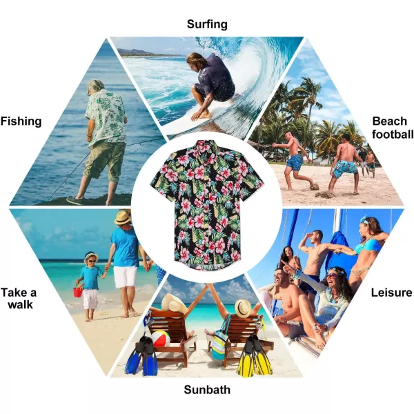 Hawaiian Shirt for Men Short Sleeve Button Down Shirt Men Casual Summer Tropical Beach Aloha Shirts for Men Hawaii Party)