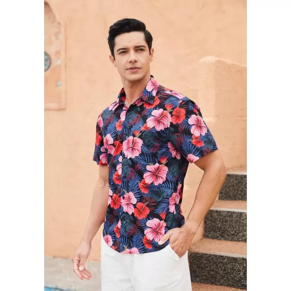 Hawaiian Shirt for Men Short Sleeve Button Down Shirt Men Casual Summer Tropical Beach Aloha Shirts for Men Hawaii Party)