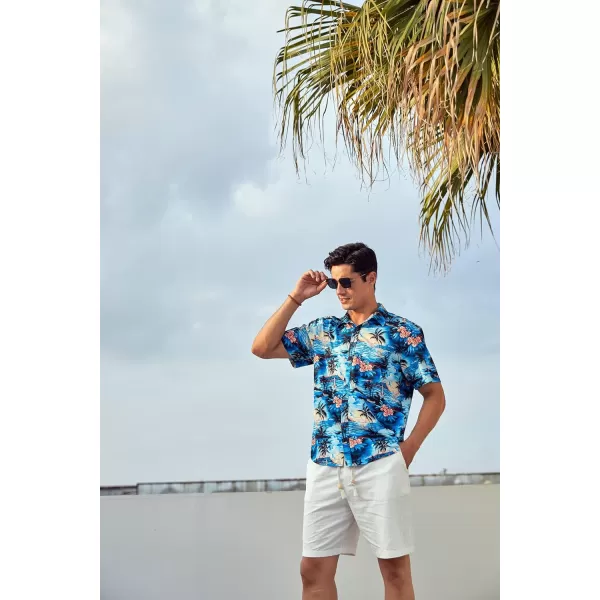 Hawaiian Shirt for Men Short Sleeve Button Down Shirt Men Casual Summer Tropical Beach Aloha Shirts for Men Hawaii Party)