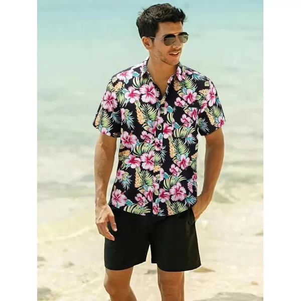 Hawaiian Shirt for Men Short Sleeve Button Down Shirt Men Casual Summer Tropical Beach Aloha Shirts for Men Hawaii Party)