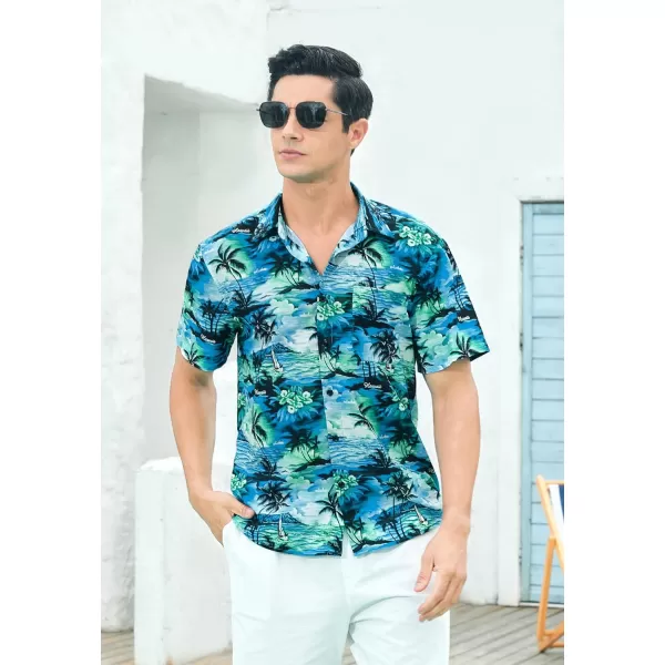 Hawaiian Shirt for Men Short Sleeve Button Down Shirt Men Casual Summer Tropical Beach Aloha Shirts for Men Hawaii Party)
