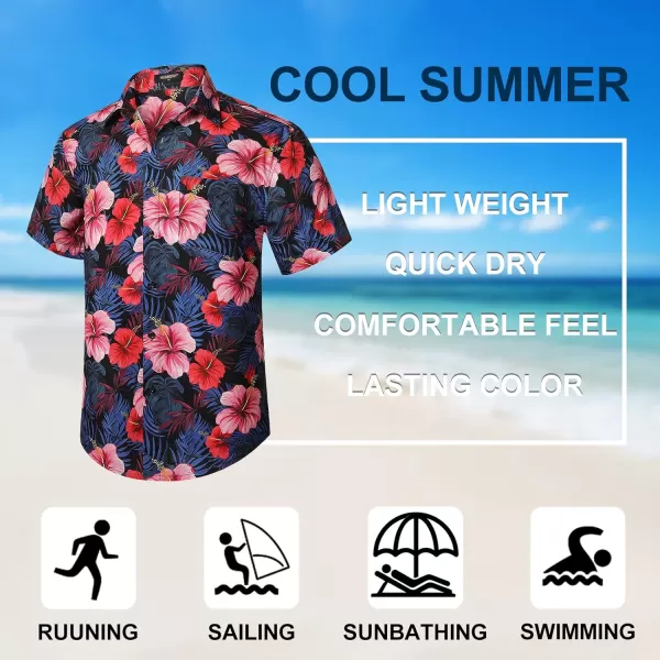 Hawaiian Shirt for Men Short Sleeve Button Down Shirt Men Casual Summer Tropical Beach Aloha Shirts for Men Hawaii Party)