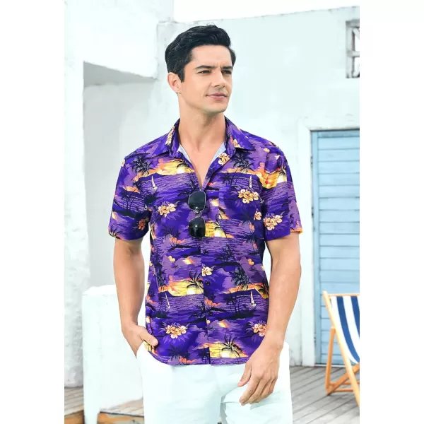 Hawaiian Shirt for Men Short Sleeve Button Down Shirt Men Casual Summer Tropical Beach Aloha Shirts for Men Hawaii Party)