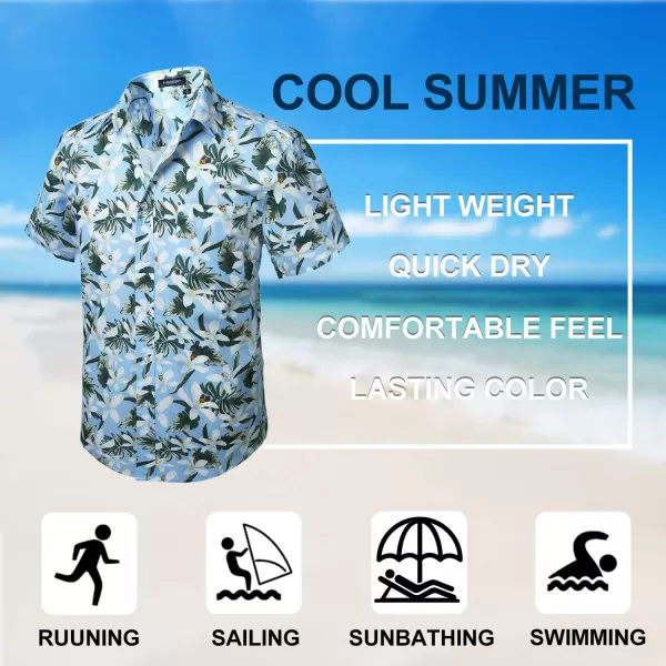 Hawaiian Shirt for Men Short Sleeve Button Down Shirt Men Casual Summer Tropical Beach Aloha Shirts for Men Hawaii Party)