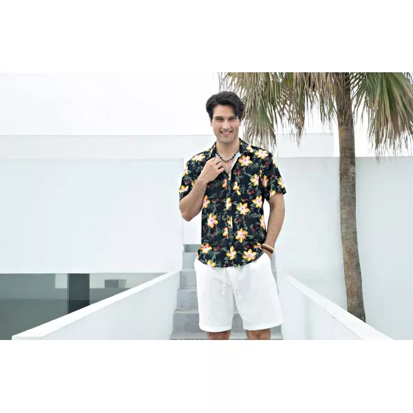 Hawaiian Shirt for Men Short Sleeve Button Down Shirt Men Casual Summer Tropical Beach Aloha Shirts for Men Hawaii Party)