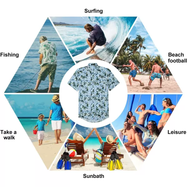 Hawaiian Shirt for Men Short Sleeve Button Down Shirt Men Casual Summer Tropical Beach Aloha Shirts for Men Hawaii Party)