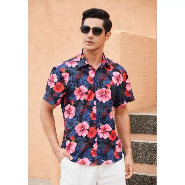 Hawaiian Shirt for Men Short Sleeve Button Down Shirt Men Casual Summer Tropical Beach Aloha Shirts for Men Hawaii Party)