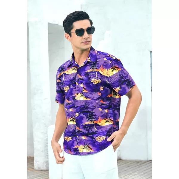 Hawaiian Shirt for Men Short Sleeve Button Down Shirt Men Casual Summer Tropical Beach Aloha Shirts for Men Hawaii Party)