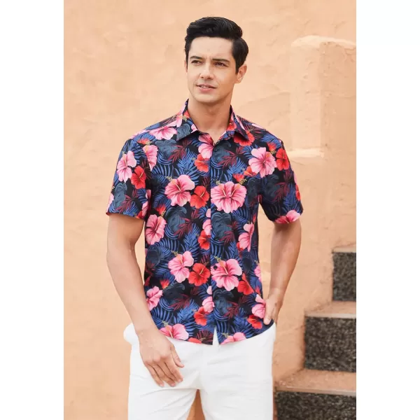 Hawaiian Shirt for Men Short Sleeve Button Down Shirt Men Casual Summer Tropical Beach Aloha Shirts for Men Hawaii Party)