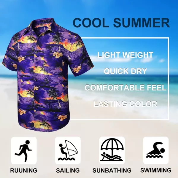 Hawaiian Shirt for Men Short Sleeve Button Down Shirt Men Casual Summer Tropical Beach Aloha Shirts for Men Hawaii Party)