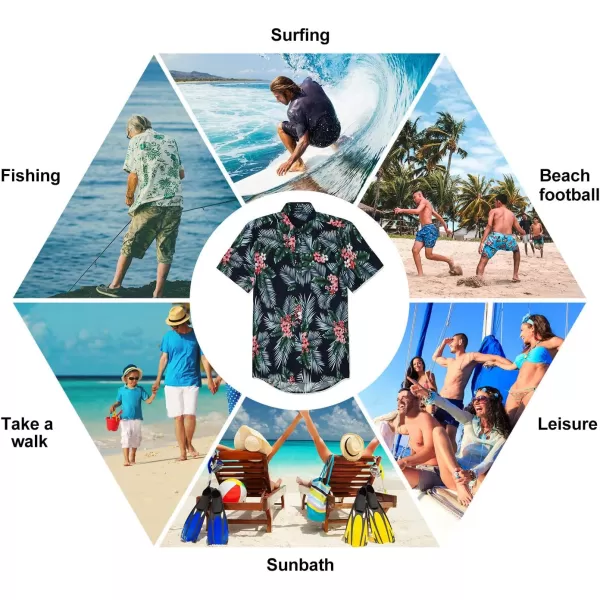Hawaiian Shirt for Men Short Sleeve Button Down Shirt Men Casual Summer Tropical Beach Aloha Shirts for Men Hawaii Party)