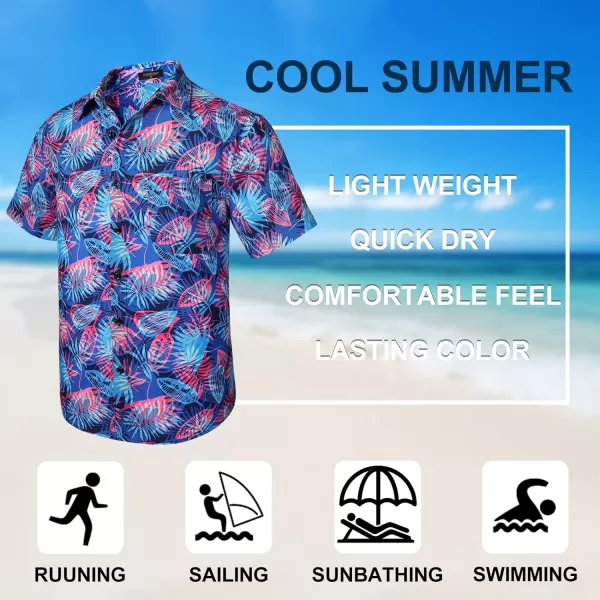 Hawaiian Shirt for Men Short Sleeve Button Down Shirt Men Casual Summer Tropical Beach Aloha Shirts for Men Hawaii Party)