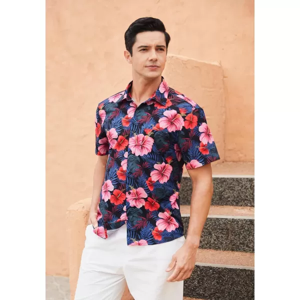 Hawaiian Shirt for Men Short Sleeve Button Down Shirt Men Casual Summer Tropical Beach Aloha Shirts for Men Hawaii Party)