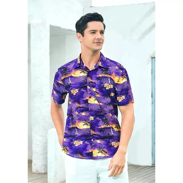Hawaiian Shirt for Men Short Sleeve Button Down Shirt Men Casual Summer Tropical Beach Aloha Shirts for Men Hawaii Party)