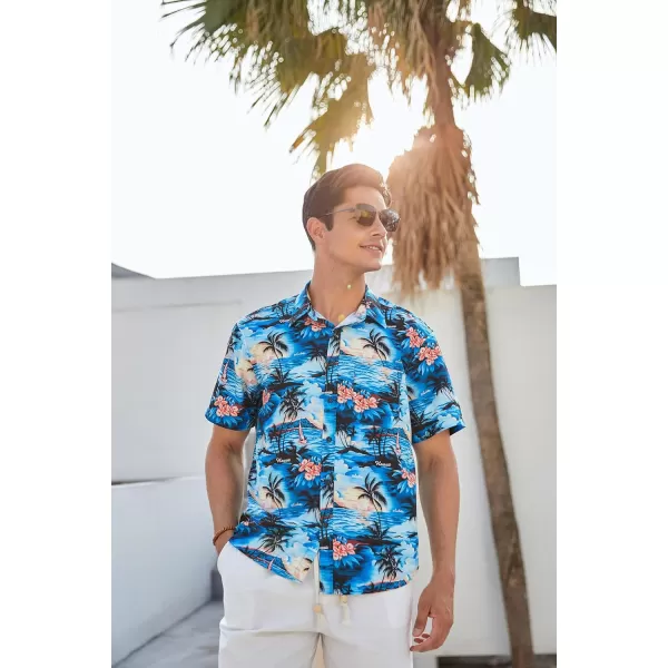 Hawaiian Shirt for Men Short Sleeve Button Down Shirt Men Casual Summer Tropical Beach Aloha Shirts for Men Hawaii Party)