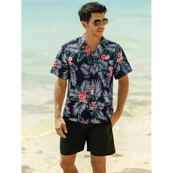 Hawaiian Shirt for Men Short Sleeve Button Down Shirt Men Casual Summer Tropical Beach Aloha Shirts for Men Hawaii Party)