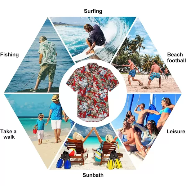 Hawaiian Shirt for Men Short Sleeve Button Down Shirt Men Casual Summer Tropical Beach Aloha Shirts for Men Hawaii Party