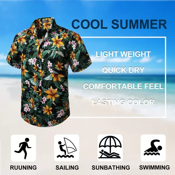 Hawaiian Shirt for Men Short Sleeve Button Down Shirt Men Casual Summer Tropical Beach Aloha Shirts for Men Hawaii Party)