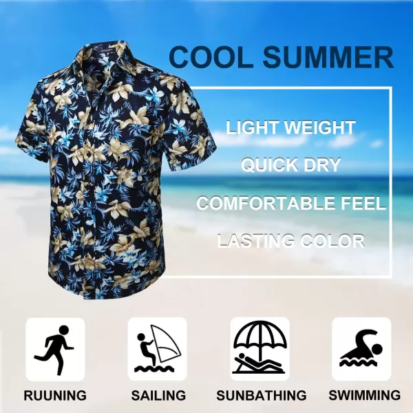 Hawaiian Shirt for Men Short Sleeve Button Down Shirt Men Casual Summer Tropical Beach Aloha Shirts for Men Hawaii Party)