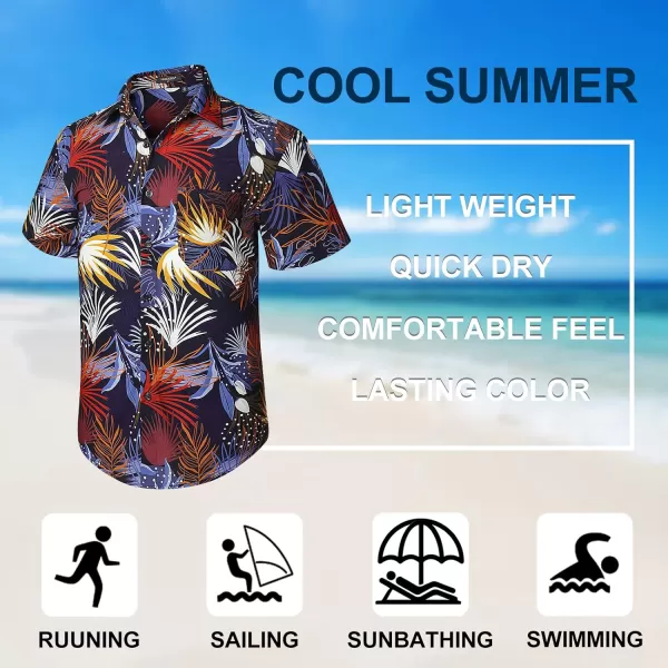 Hawaiian Shirt for Men Short Sleeve Button Down Shirt Men Casual Summer Tropical Beach Aloha Shirts for Men Hawaii Party)