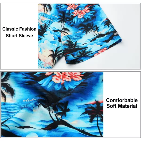 Hawaiian Shirt for Men Short Sleeve Button Down Shirt Men Casual Summer Tropical Beach Aloha Shirts for Men Hawaii Party)
