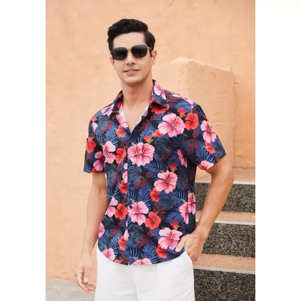 Hawaiian Shirt for Men Short Sleeve Button Down Shirt Men Casual Summer Tropical Beach Aloha Shirts for Men Hawaii Party)