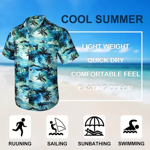 Hawaiian Shirt for Men Short Sleeve Button Down Shirt Men Casual Summer Tropical Beach Aloha Shirts for Men Hawaii Party)